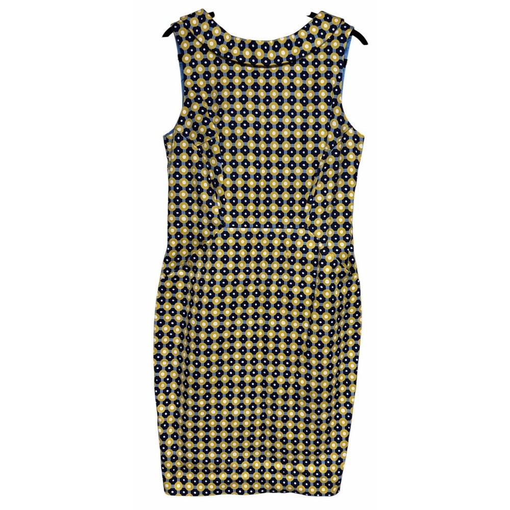 Boden Seam Detail Martha Dress Yellow/Blue Women's Size 10R